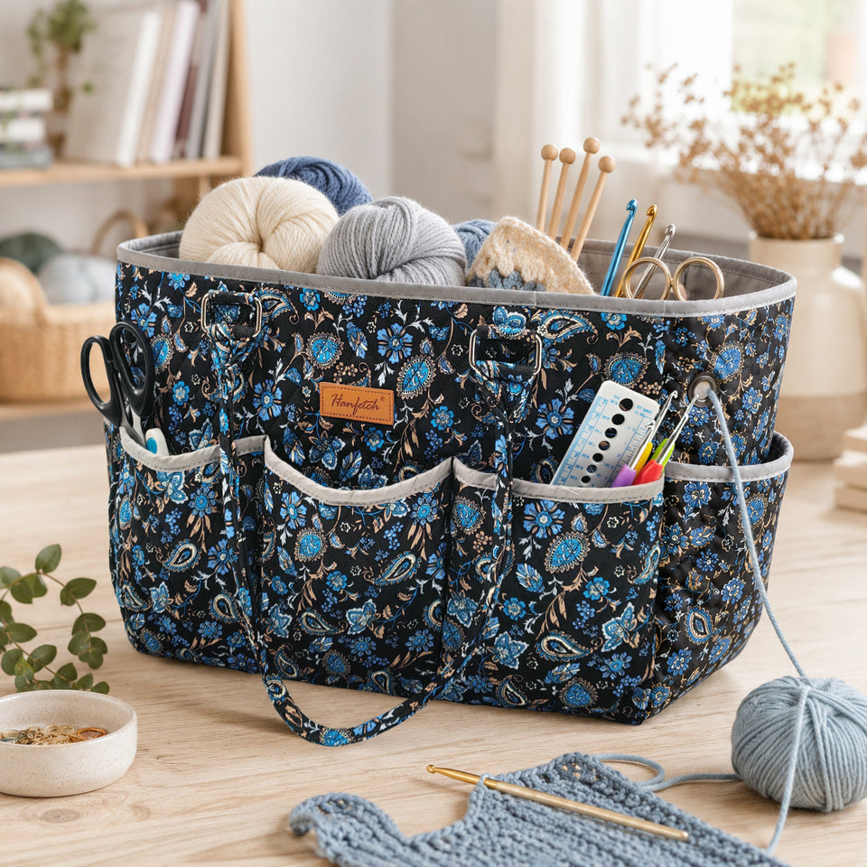 Large Quilted Yarn Storage Tote Bag