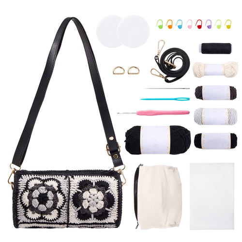 Crochet purse kit product view 2 for Cylindrical Bucket Bag Crochet Kit, with Woolique craft details