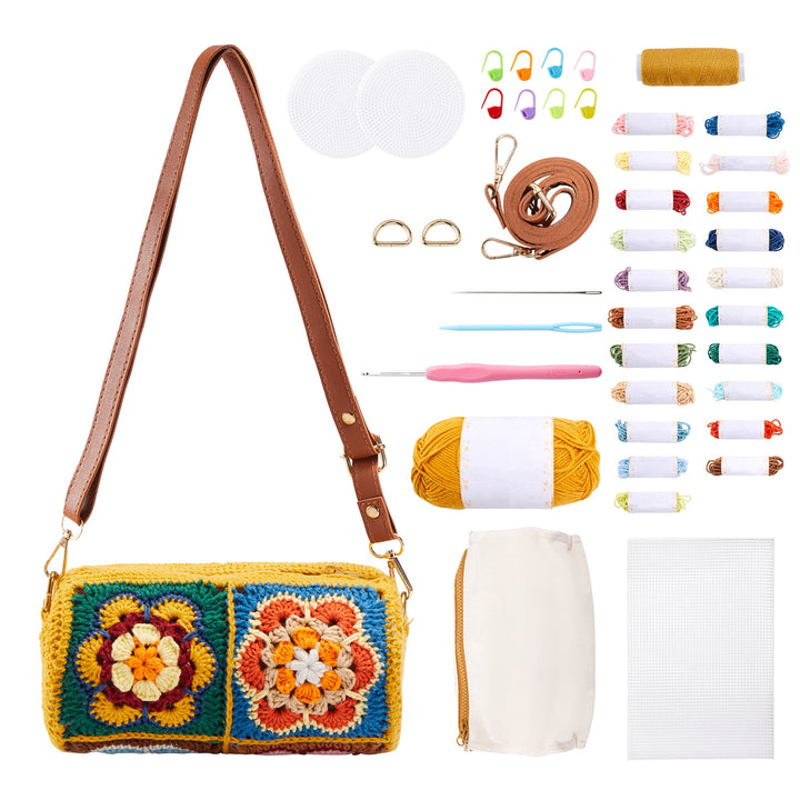Woolique Studio Cylindrical Bucket Bag Crochet Kit - Beginner Friendly DIY Purse, Video Tutorials