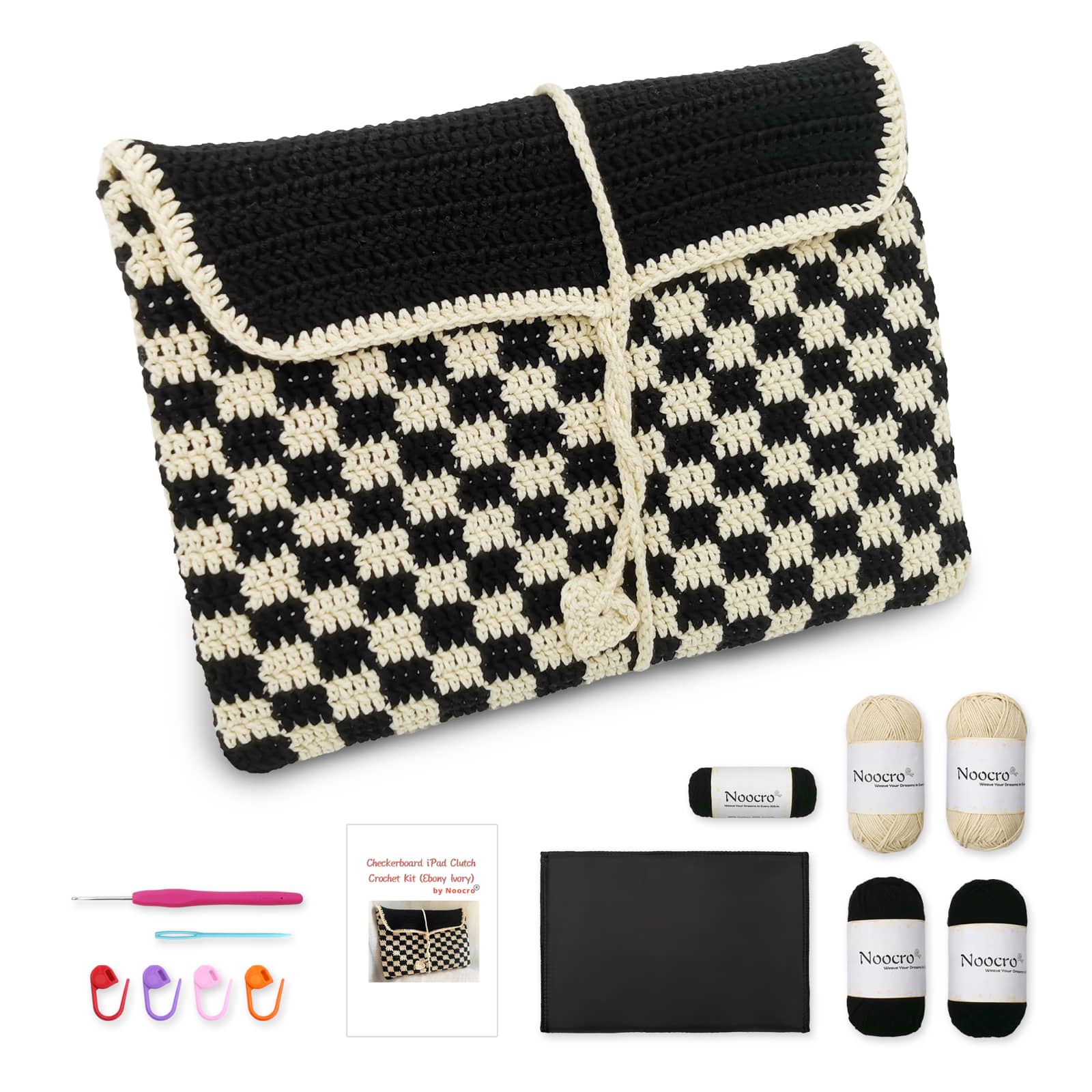 Beginner crochet kit product view 2 for iPad Clutch Crochet Kit, with Woolique craft details