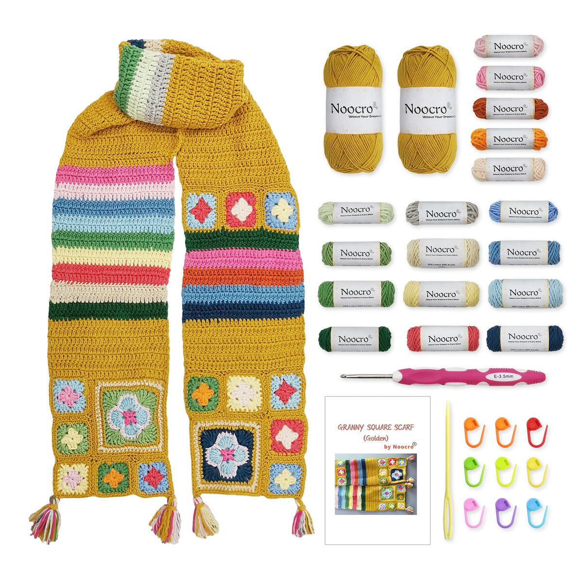 Granny Square Scarf Crochet Kit