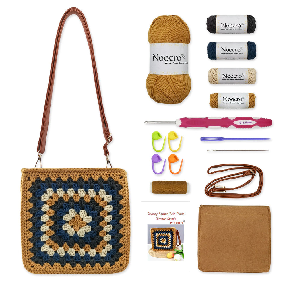 Granny Square Felt Purse Crochet Kit