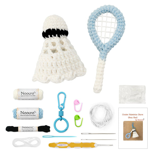 Badminton Crochet Keychain Kit product photo with Woolique craft details for makers