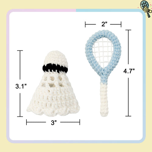 Badminton Crochet Keychain Kit product view 2 with Woolique craft details for makers