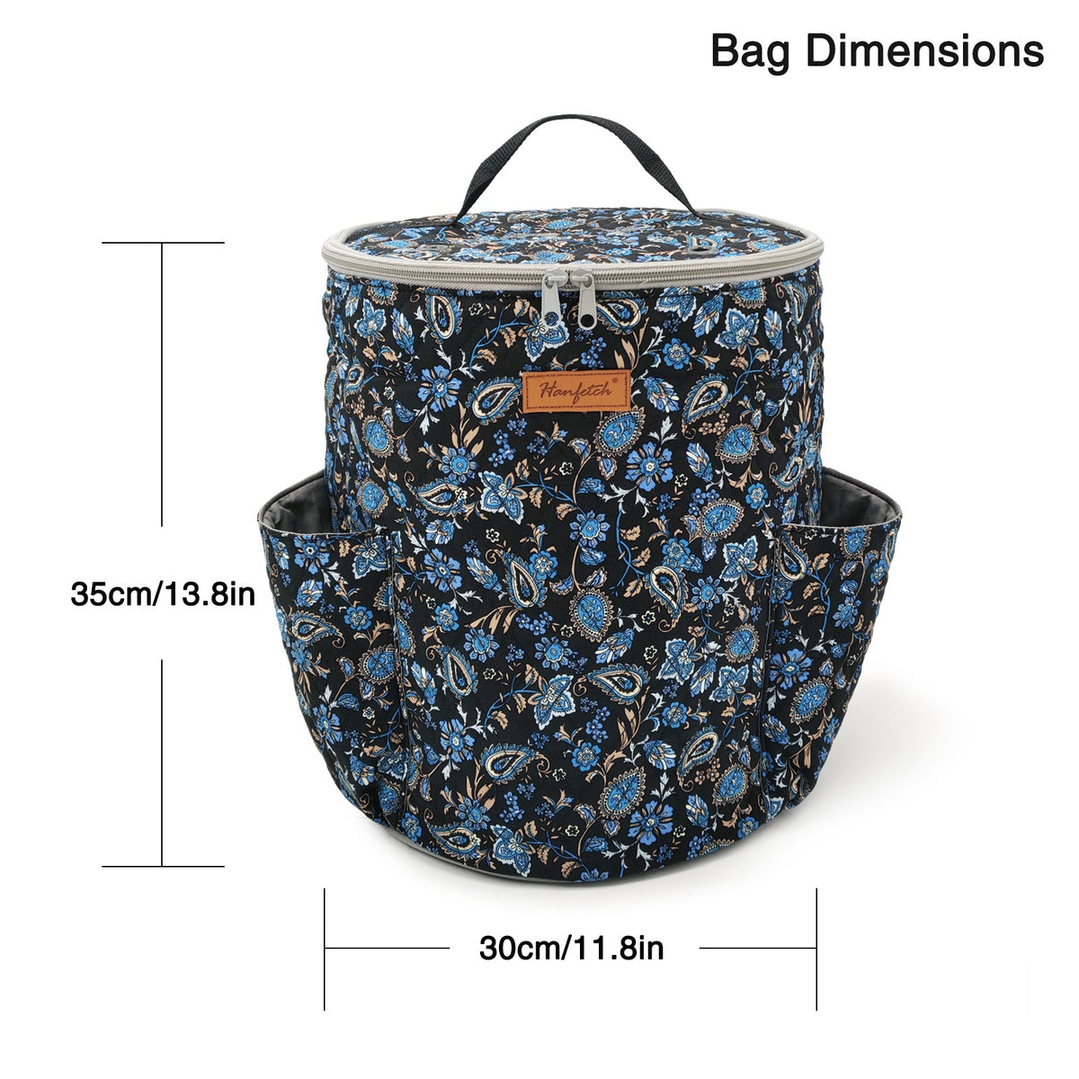 Cylindrical Yarn Storage Bag product view 4 with Woolique craft details for makers