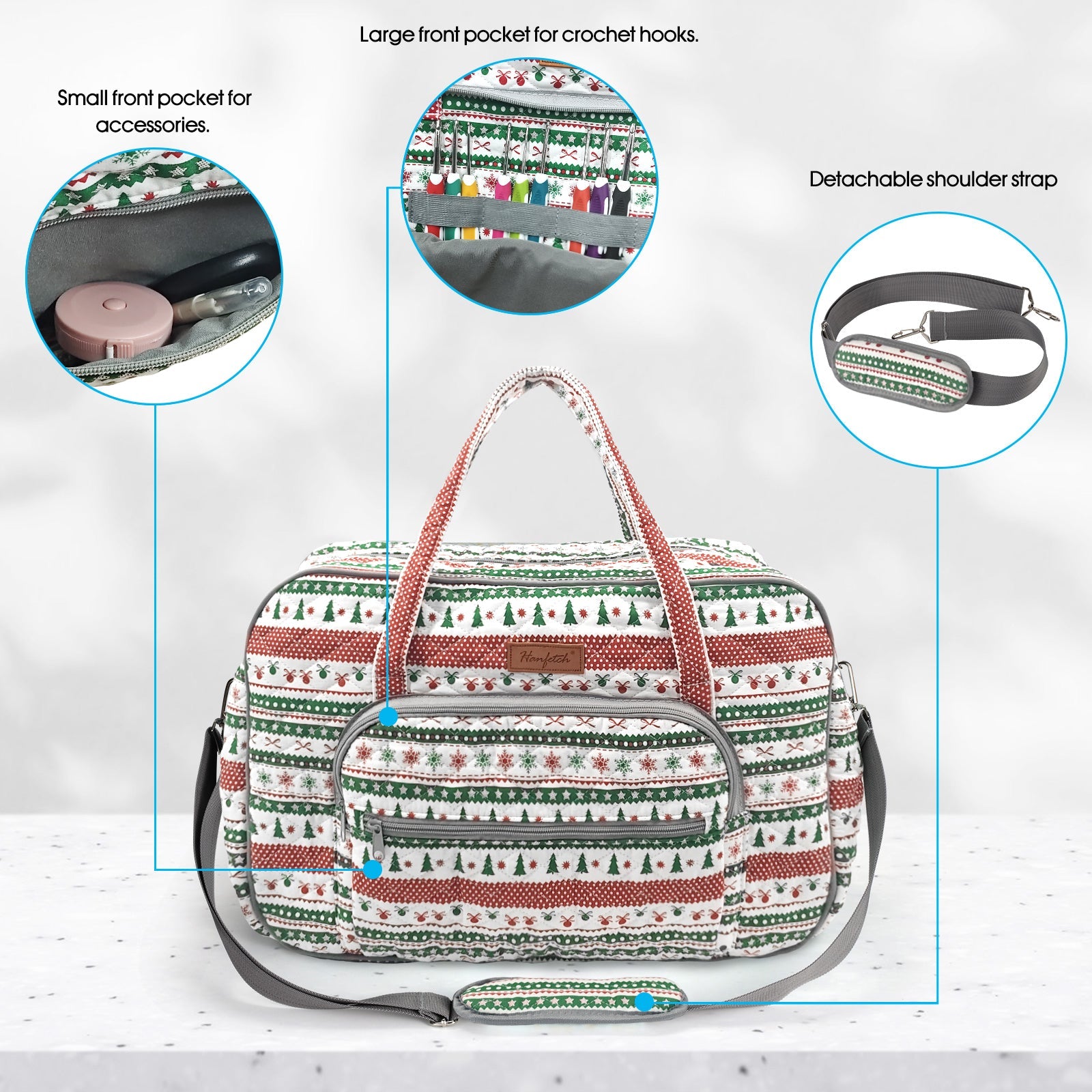 Yarn storage bag product view 10 for Large Yarn Storage Tote Bag, with Woolique craft details