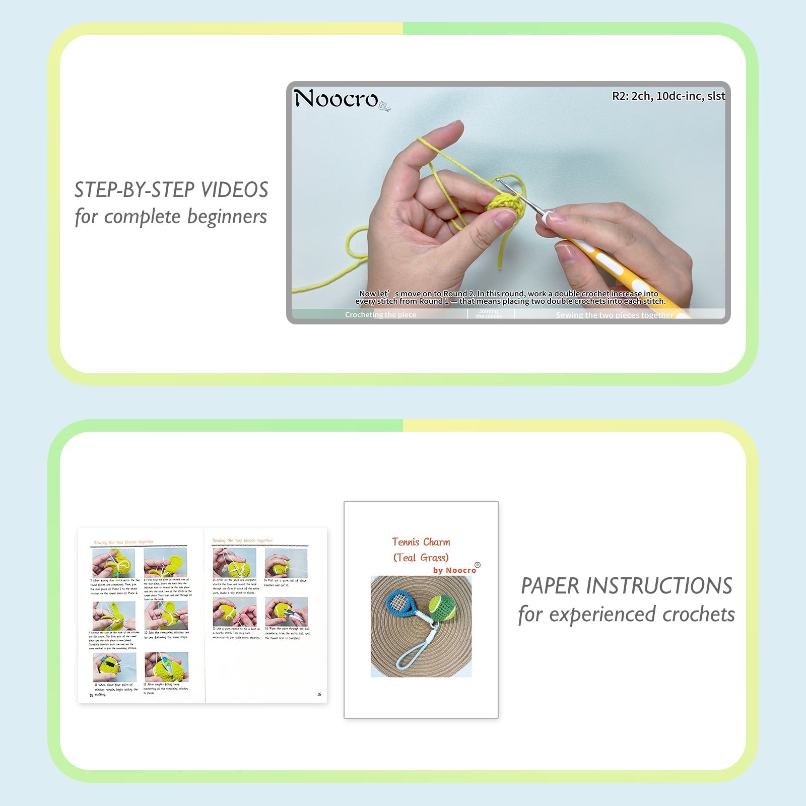 Tennis Crochet Keychain Kit product view 4 with Woolique craft details for makers