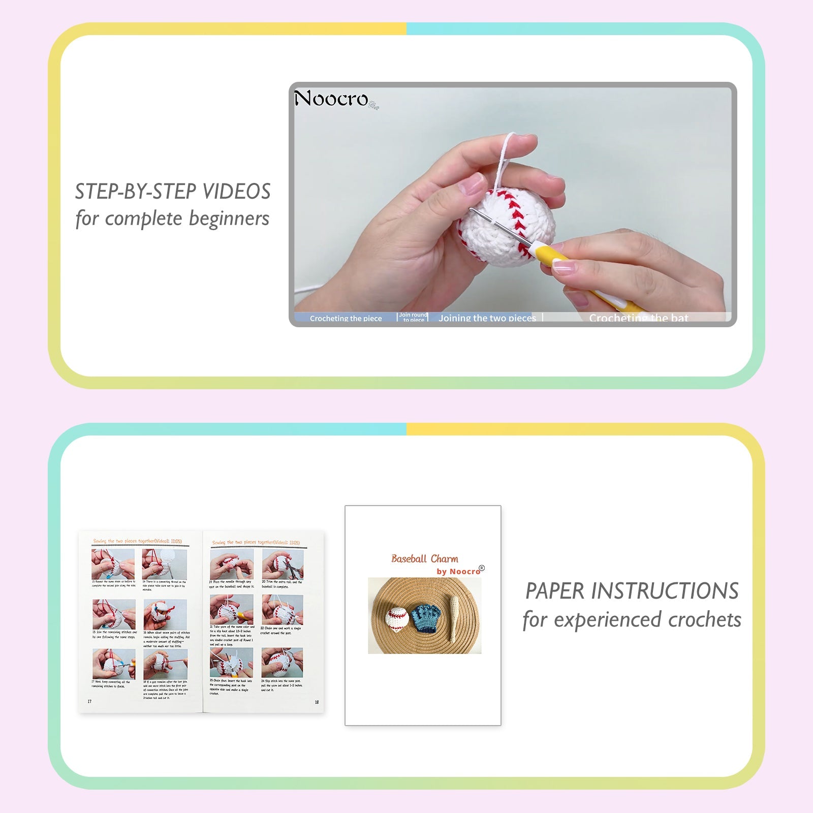 Baseball Crochet Keychain Kit product view 4 with Woolique craft details for makers