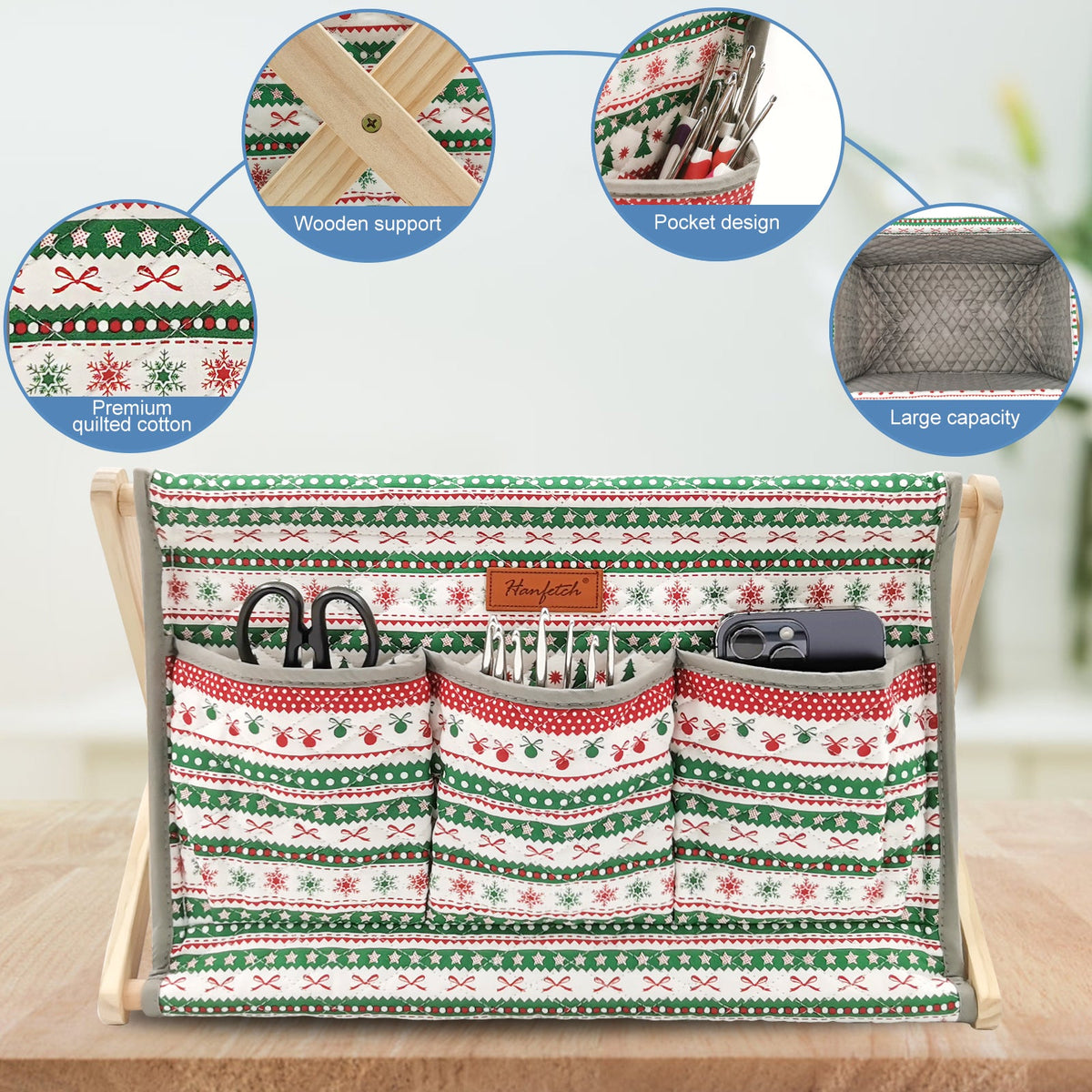 Large Yarn Caddy Organiser product photo with Woolique craft details for makers and Australian handmade craft projects