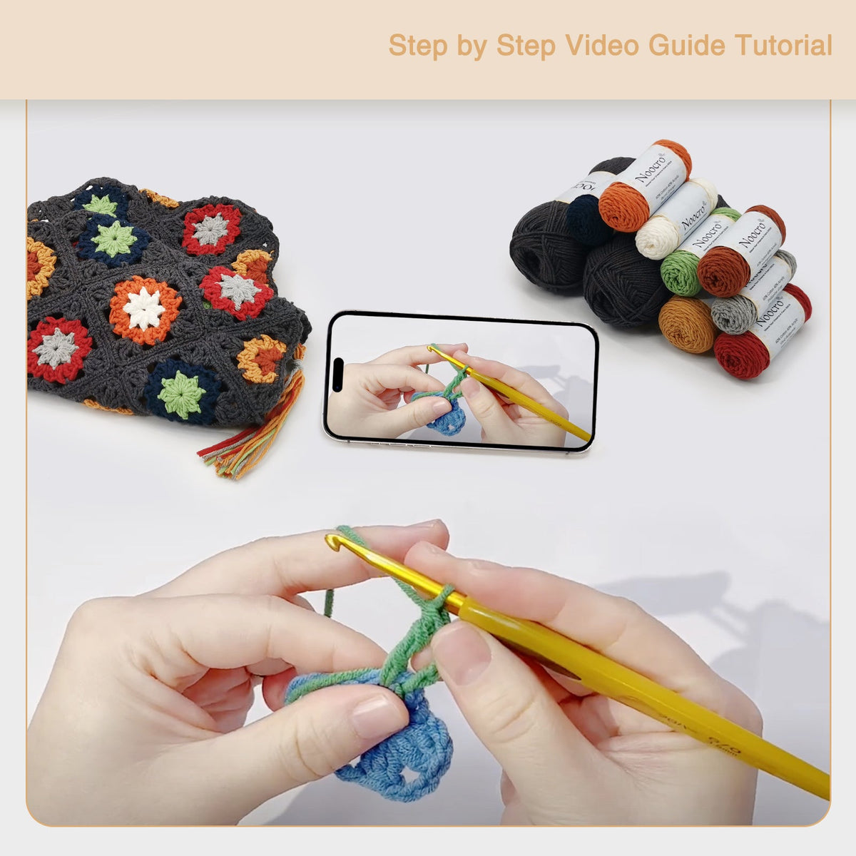 Step-by-step video guide tutorial showing how to crochet a granny square vest and tank top