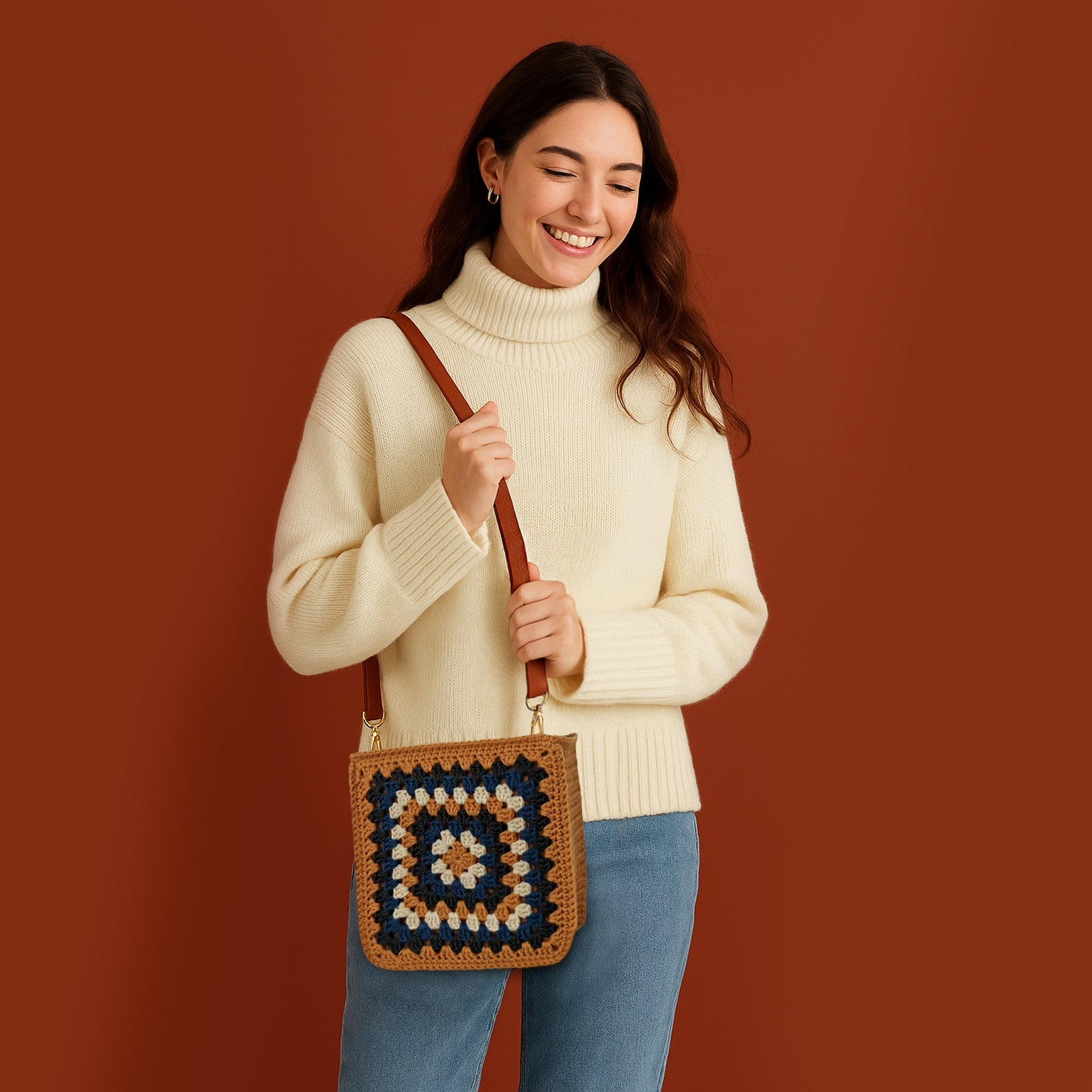 Granny square crochet kit product view 10 for Granny Square Felt Purse Crochet Kit, with Woolique craft details