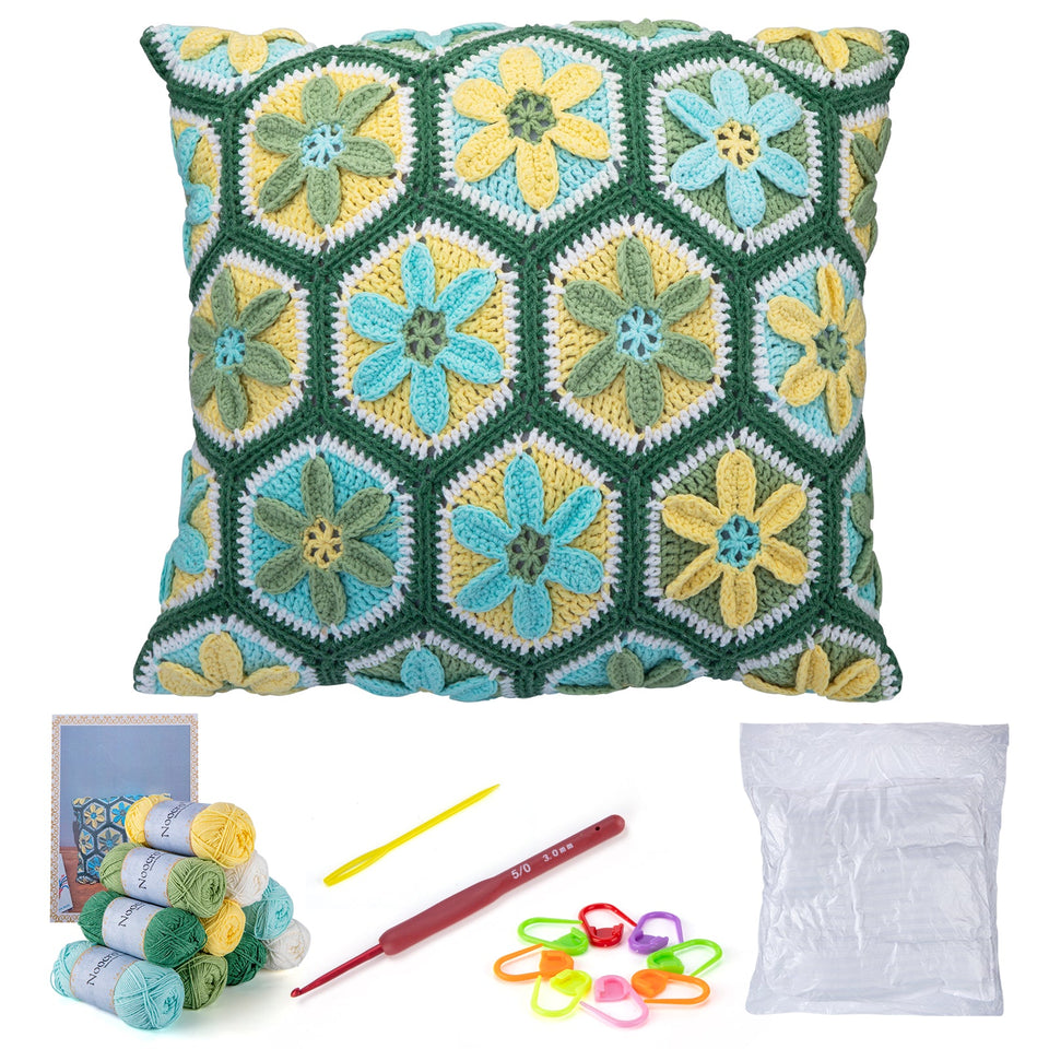 Granny Square Crochet Pillow Kit