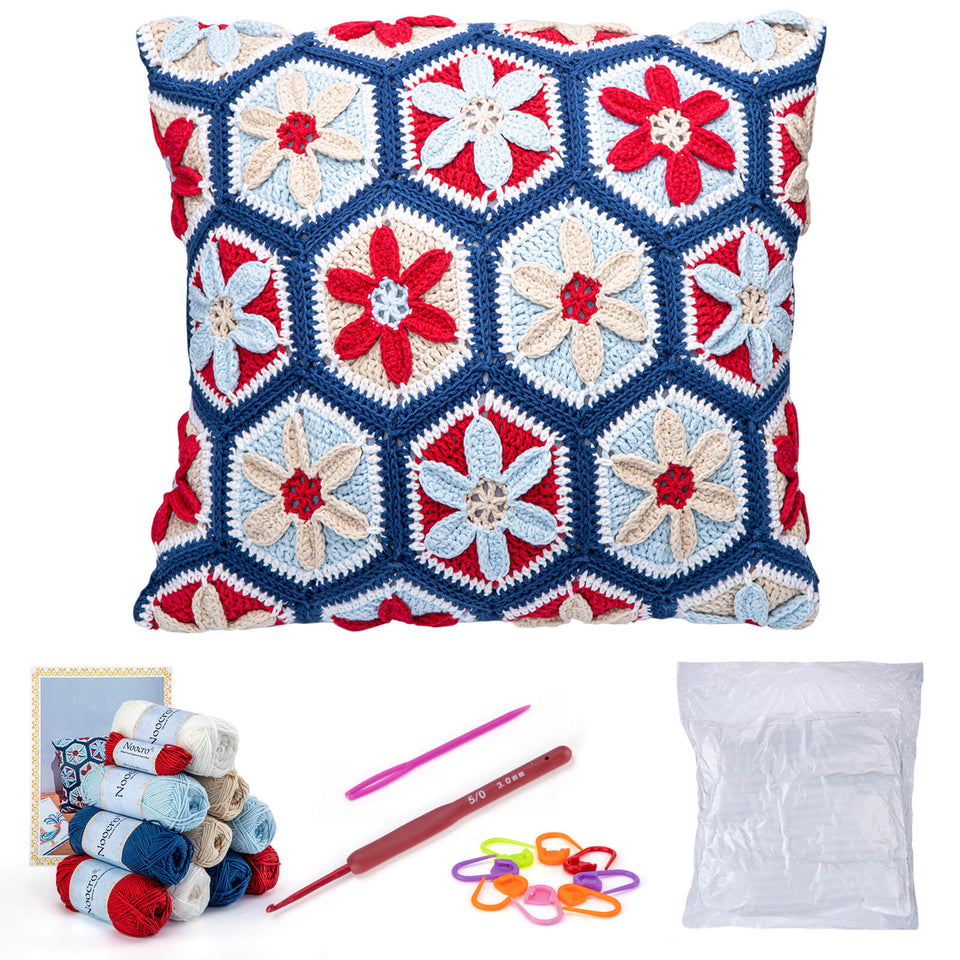 Granny Square Crochet Pillow Kit