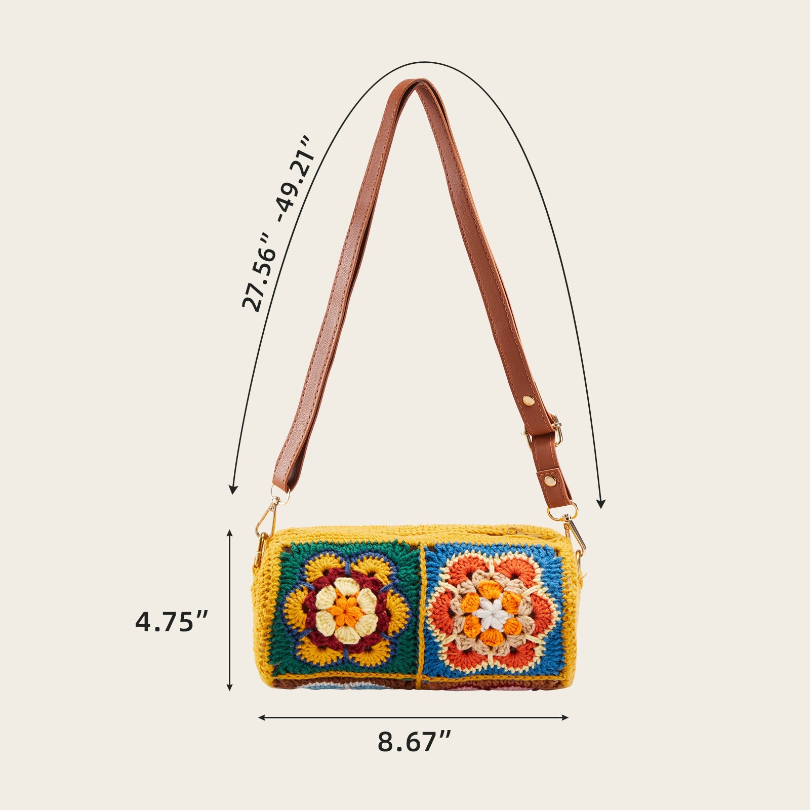 Crochet purse kit product view 6 for Cylindrical Bucket Bag Crochet Kit, with Woolique craft details