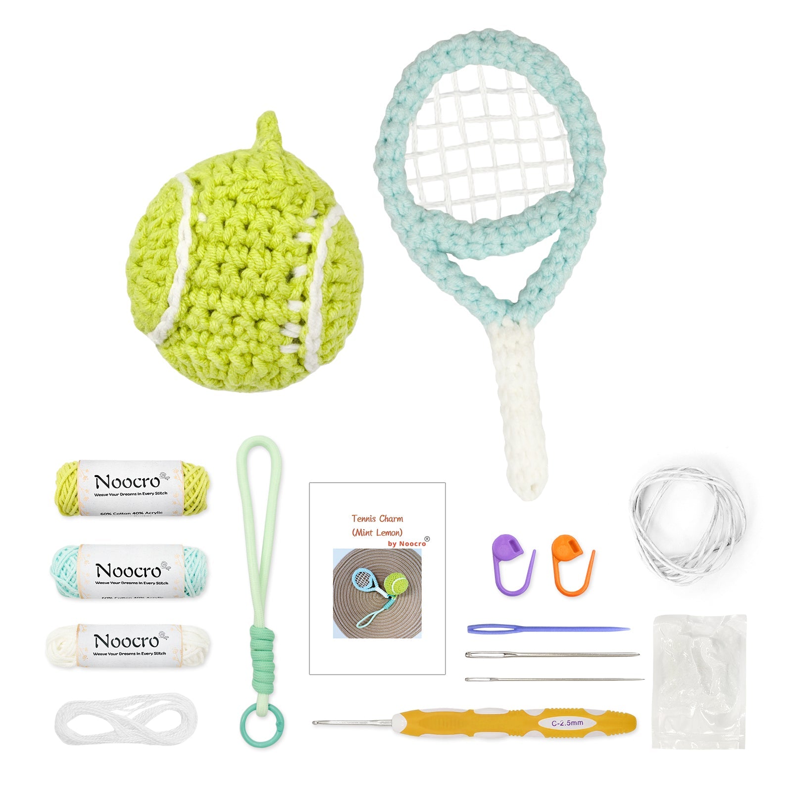 Tennis Crochet Keychain Kit product view 7 with Woolique craft details for makers