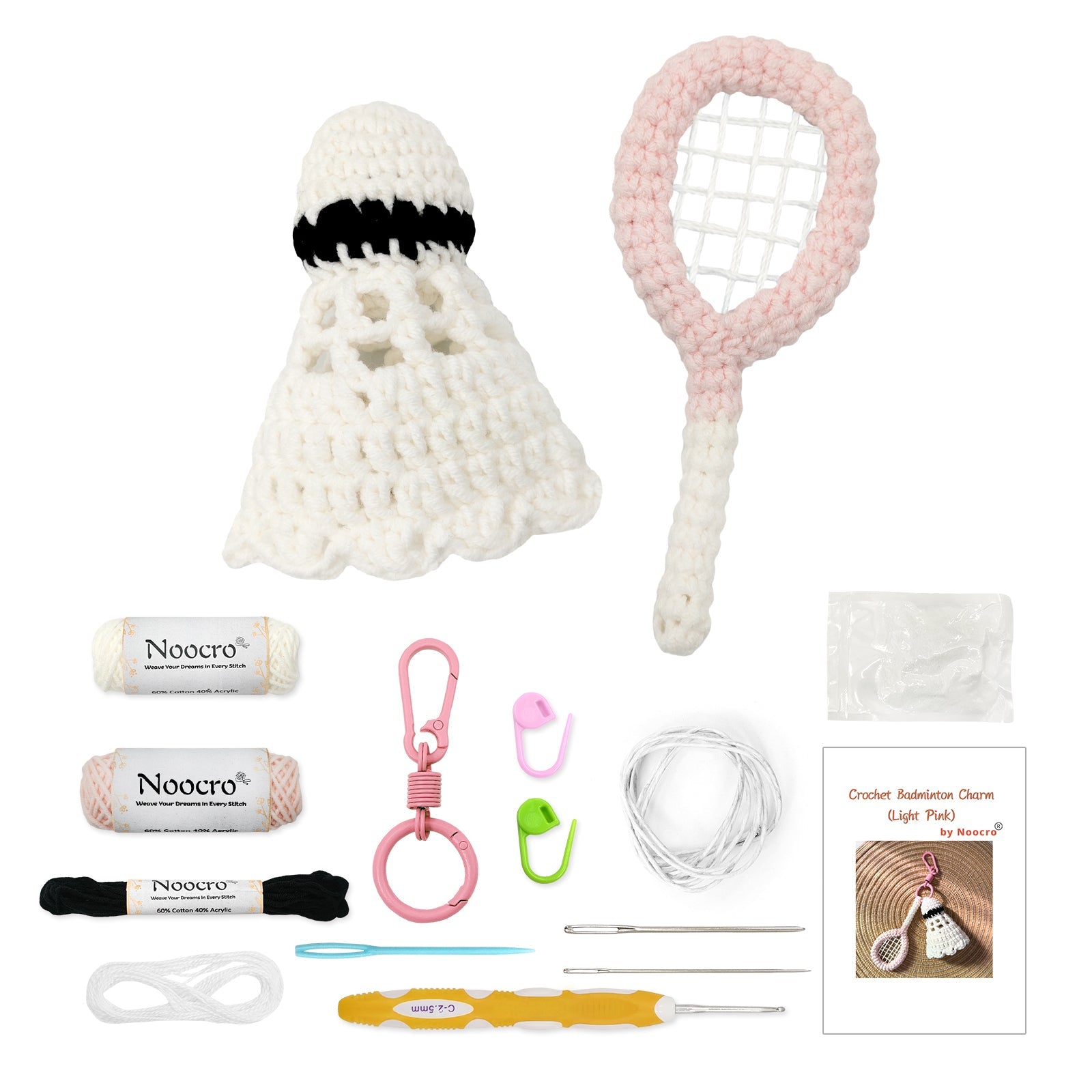 Badminton Crochet Keychain Kit product view 7 with Woolique craft details for makers