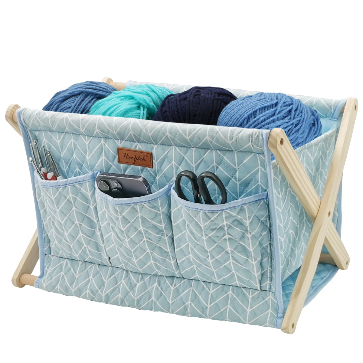 Woolique Studio Large Yarn Caddy Organizer - Craft Storage Box for Yarn & Tools