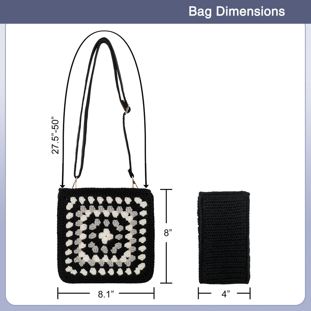Granny square crochet kit product view 12 for Granny Square Felt Purse Crochet Kit, with Woolique craft details