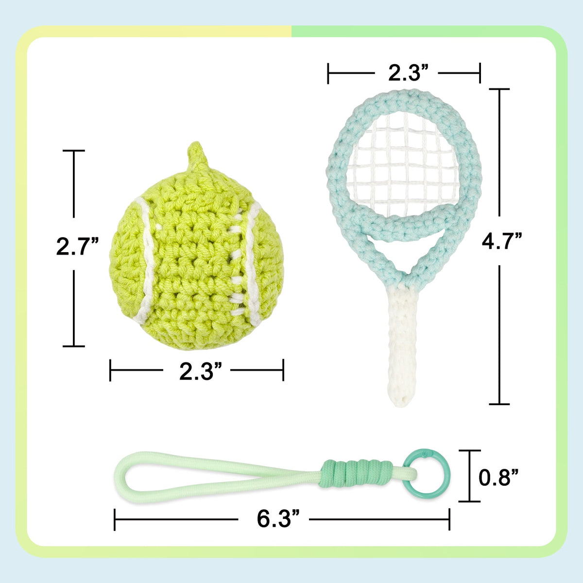Tennis Crochet Keychain Kit product view 8 with Woolique craft details for makers