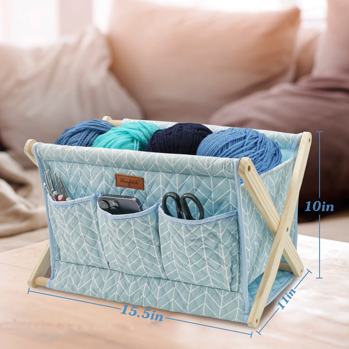 Large Yarn Caddy Organiser product view 26 with Woolique craft details for makers