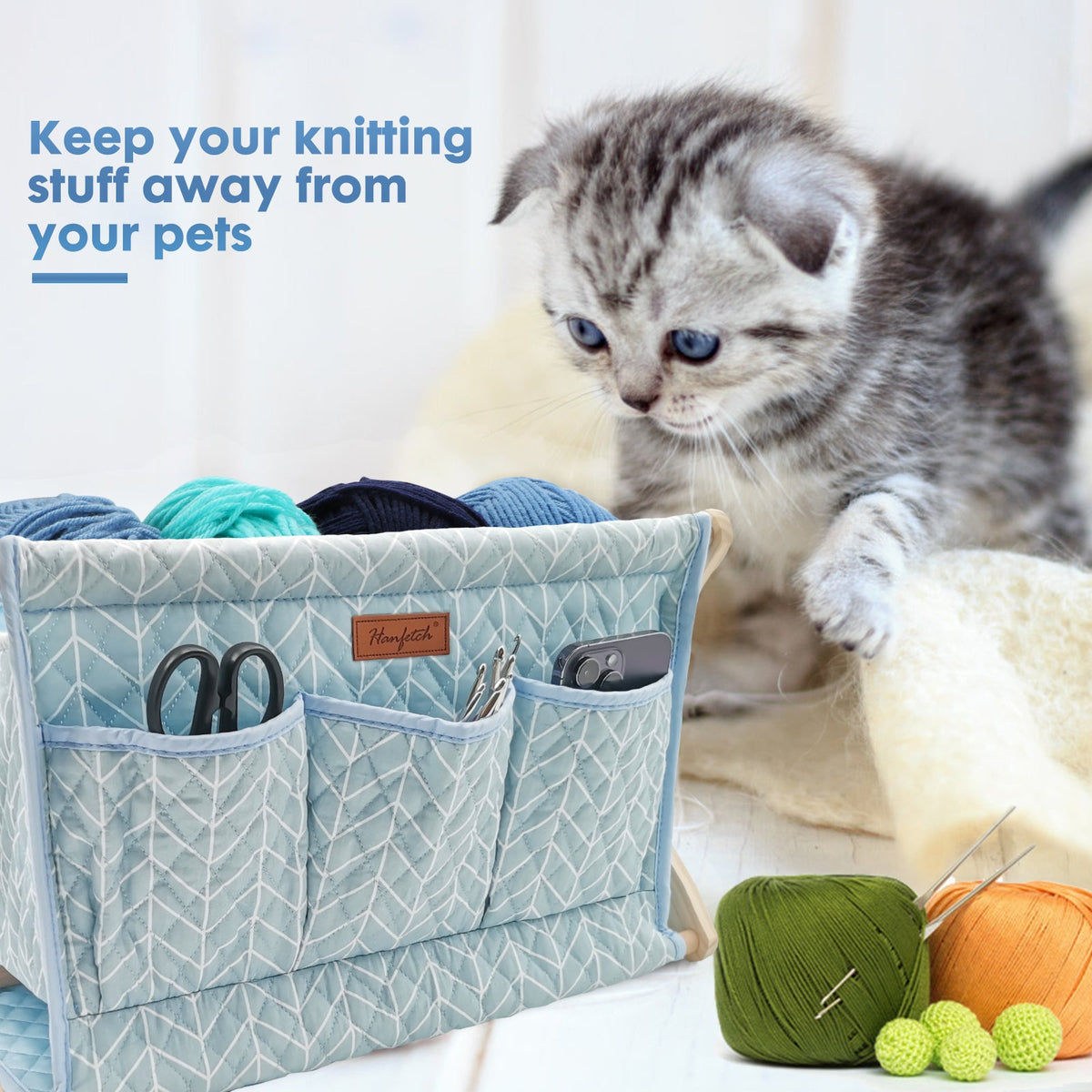 Large Yarn Caddy Organiser product view 28 with Woolique craft details for makers