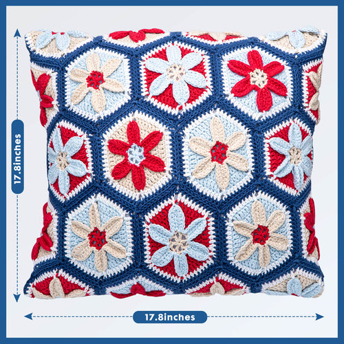 Granny square crochet kit product view 2 for Granny Square Crochet Pillow Kit, with Woolique craft details