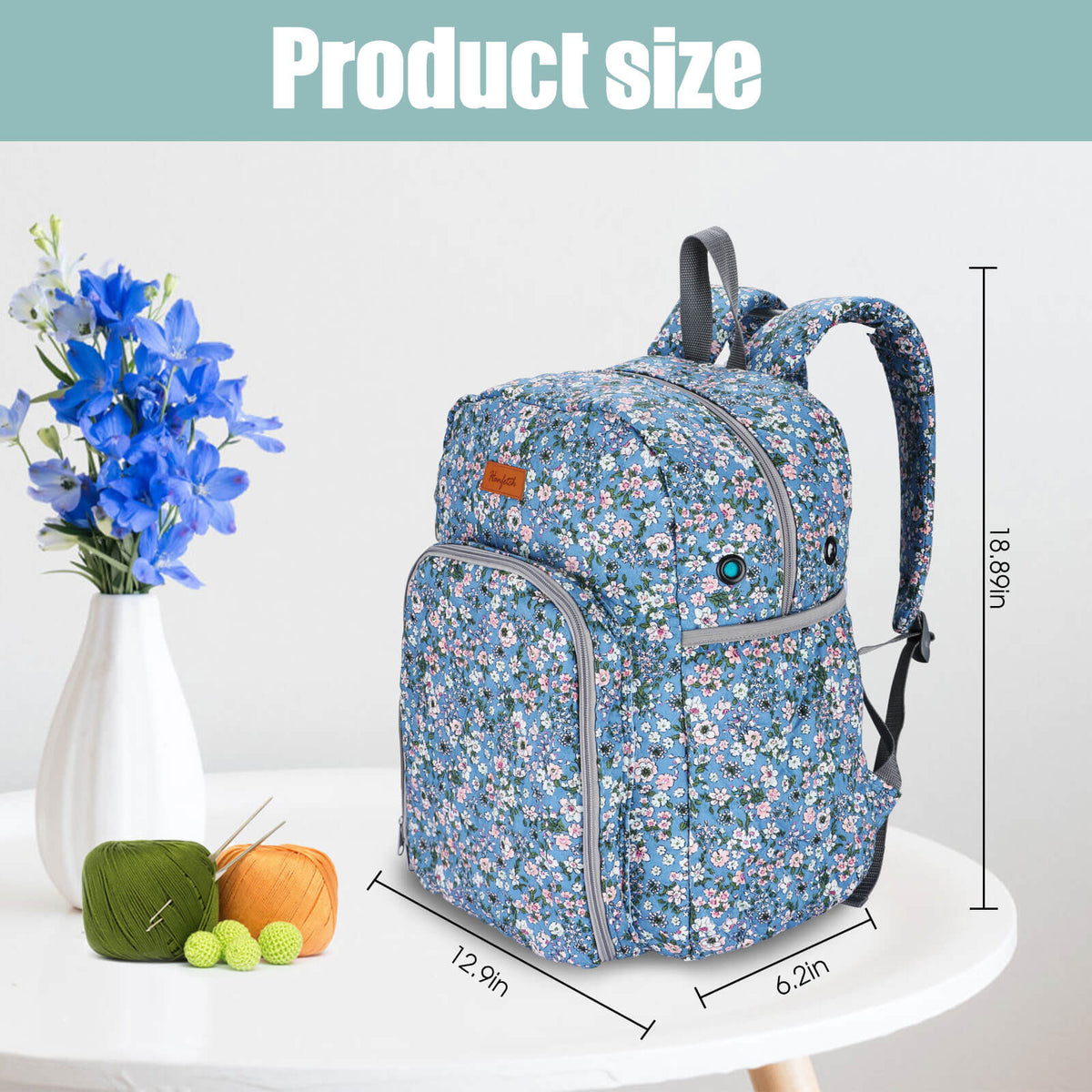Yarn Storage Backpack product view 9 with Woolique craft details for makers and Australian handmade craft projects
