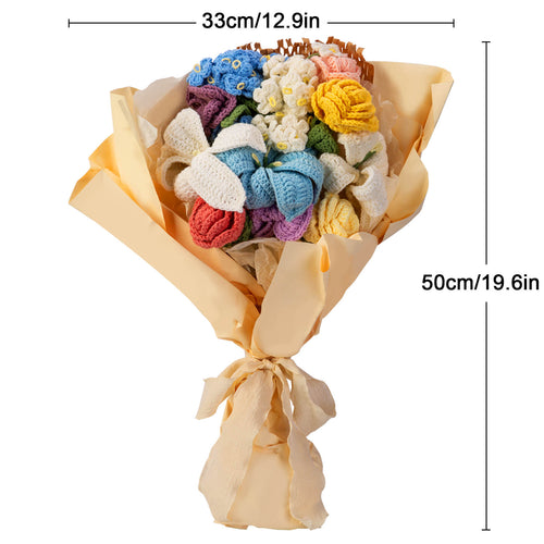 Flower crochet kit product view 2 for Flower Bouquet Crochet Kit, with Woolique craft details