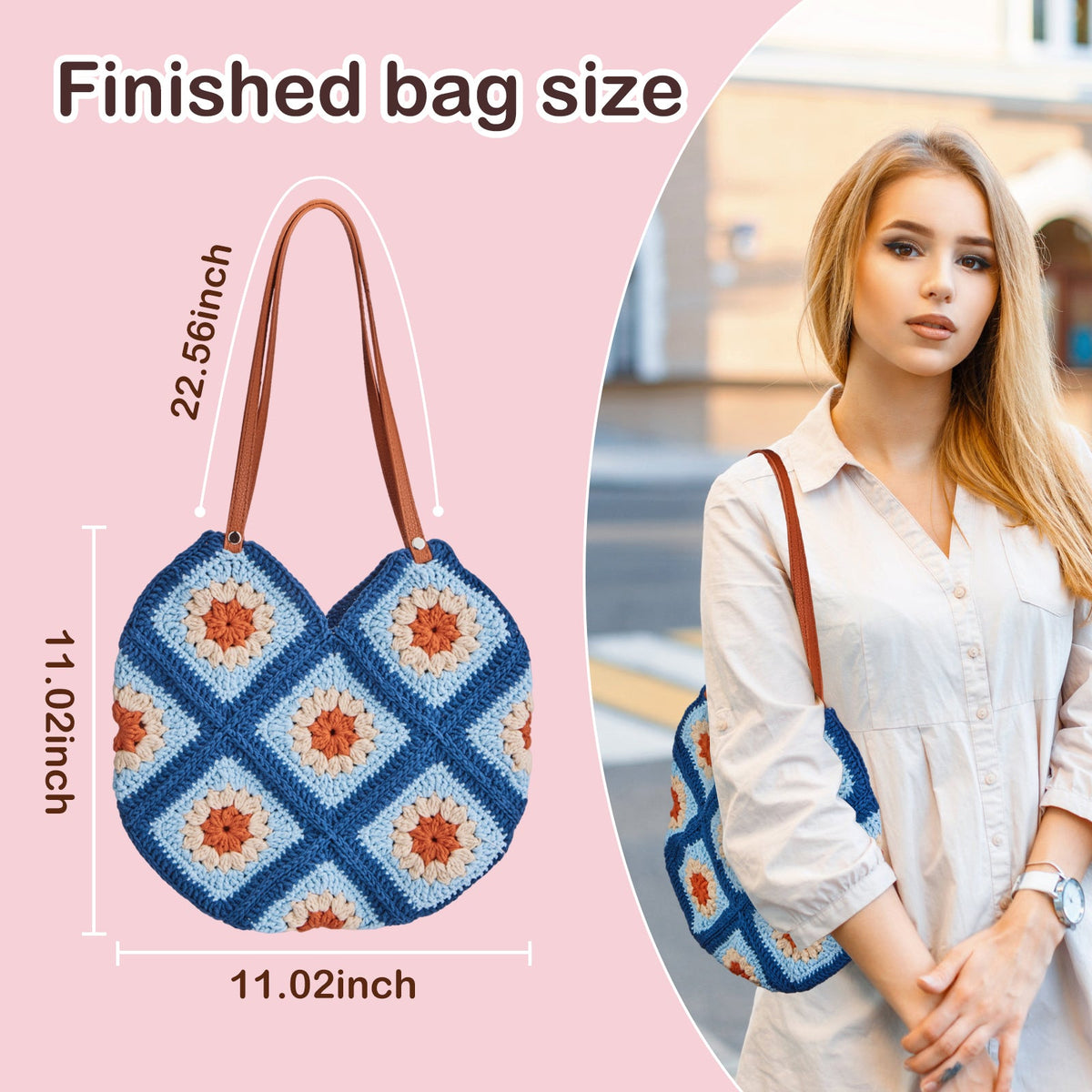 Granny square crochet kit product view 6 for Granny Square Tote Bag Crochet Kit, with Woolique craft details
