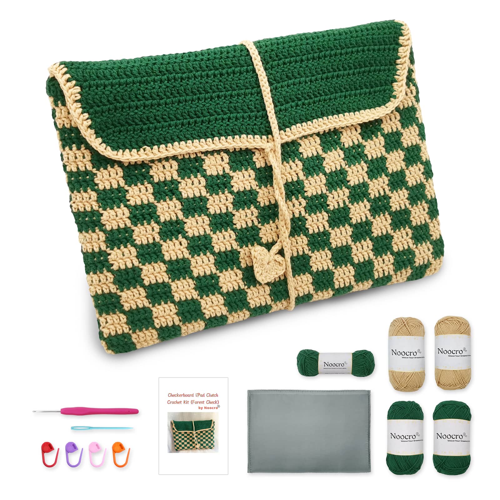 Beginner crochet kit product view 3 for iPad Clutch Crochet Kit, with Woolique craft details
