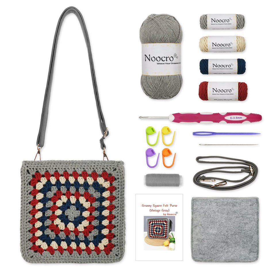 Granny Square Felt Purse Crochet Kit
