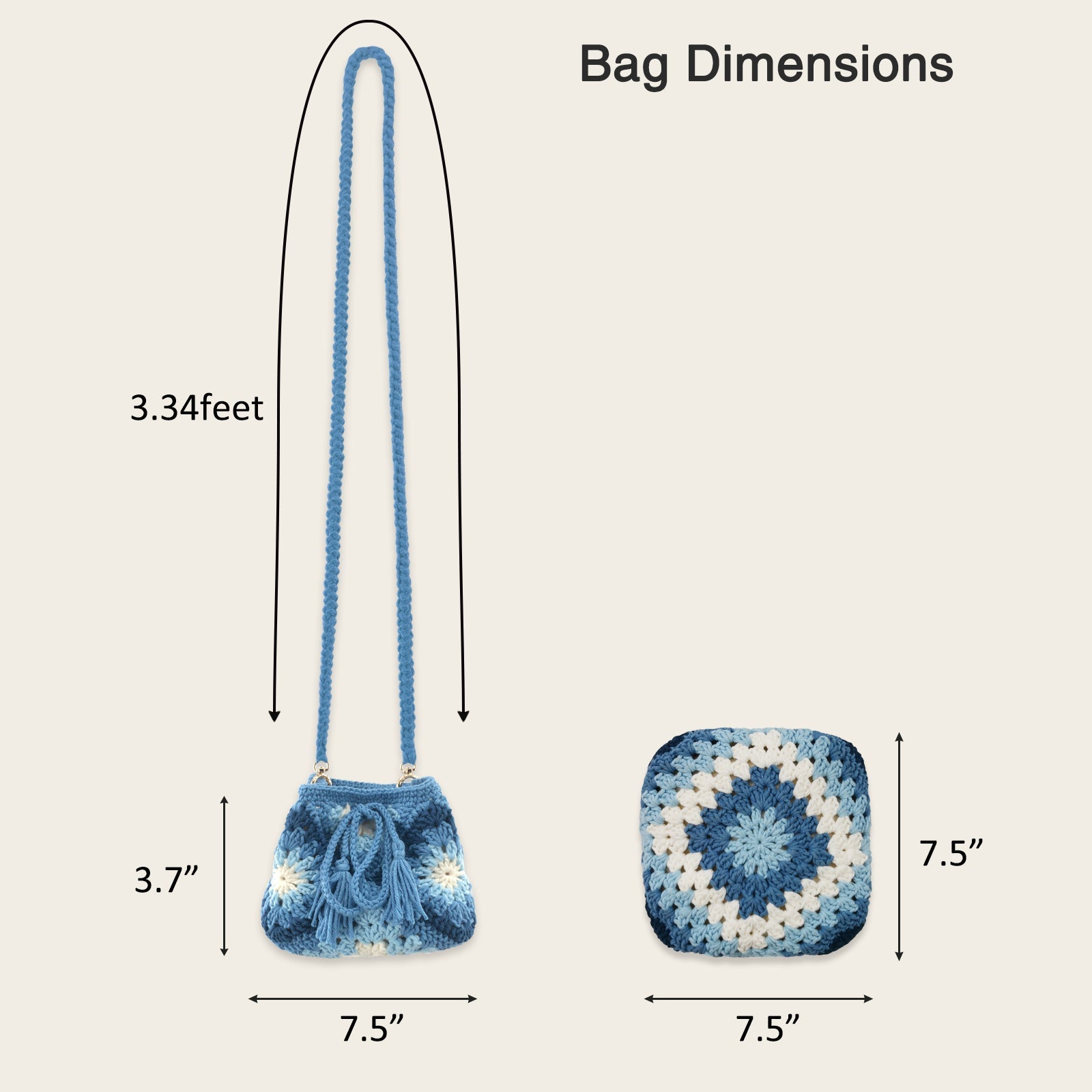 Granny square crochet kit product view 14 for Sunflower Granny Square Crochet Bag Kit, with Woolique craft details
