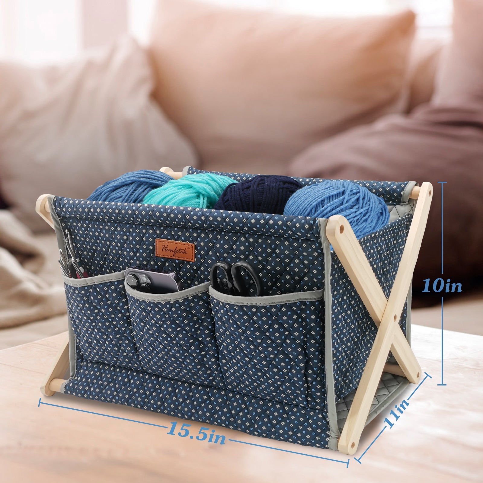 Large Yarn Caddy Organiser product view 32 with Woolique craft details for makers