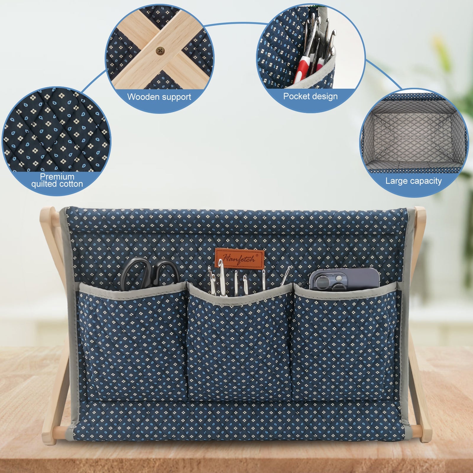 Woolique Studio Large Yarn Caddy Organizer - Craft Storage Box for Yarn & Tools
