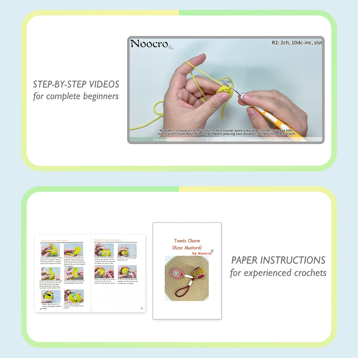 Tennis Crochet Keychain Kit product view 16 with Woolique craft details for makers