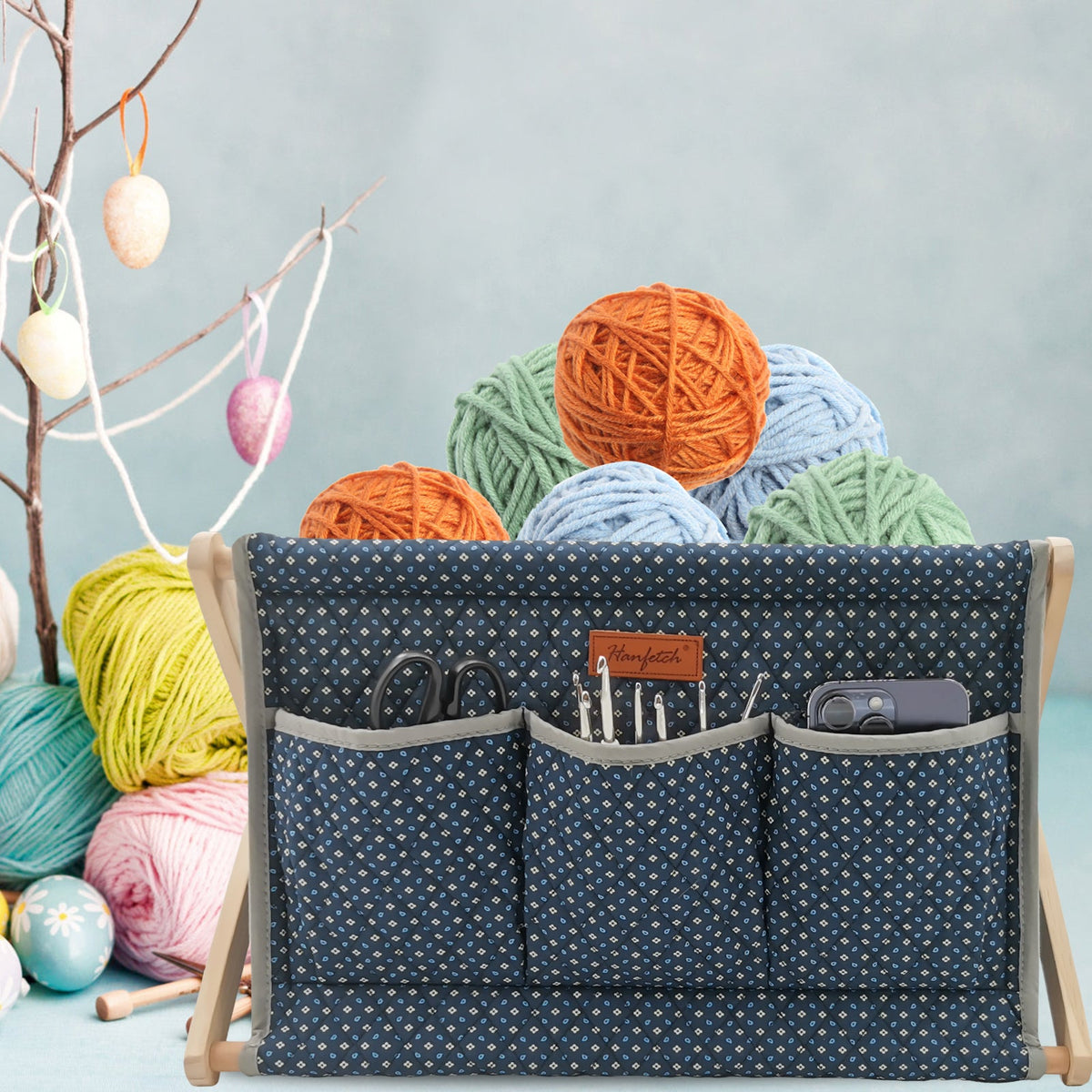 Woolique Studio Large Yarn Caddy Organizer - Craft Storage Box for Yarn & Tools