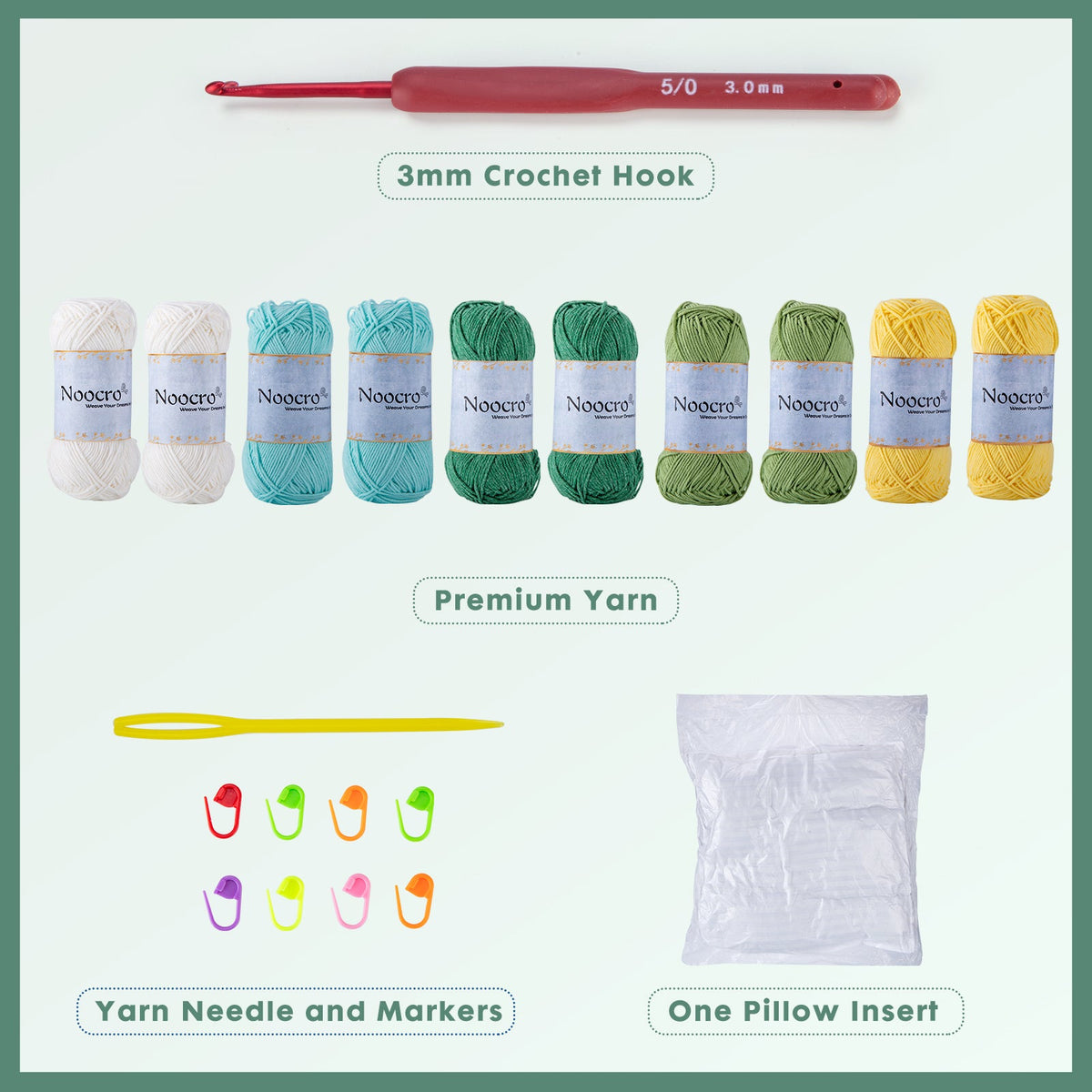 Granny square crochet kit product view 3 for Granny Square Crochet Pillow Kit, with Woolique craft details