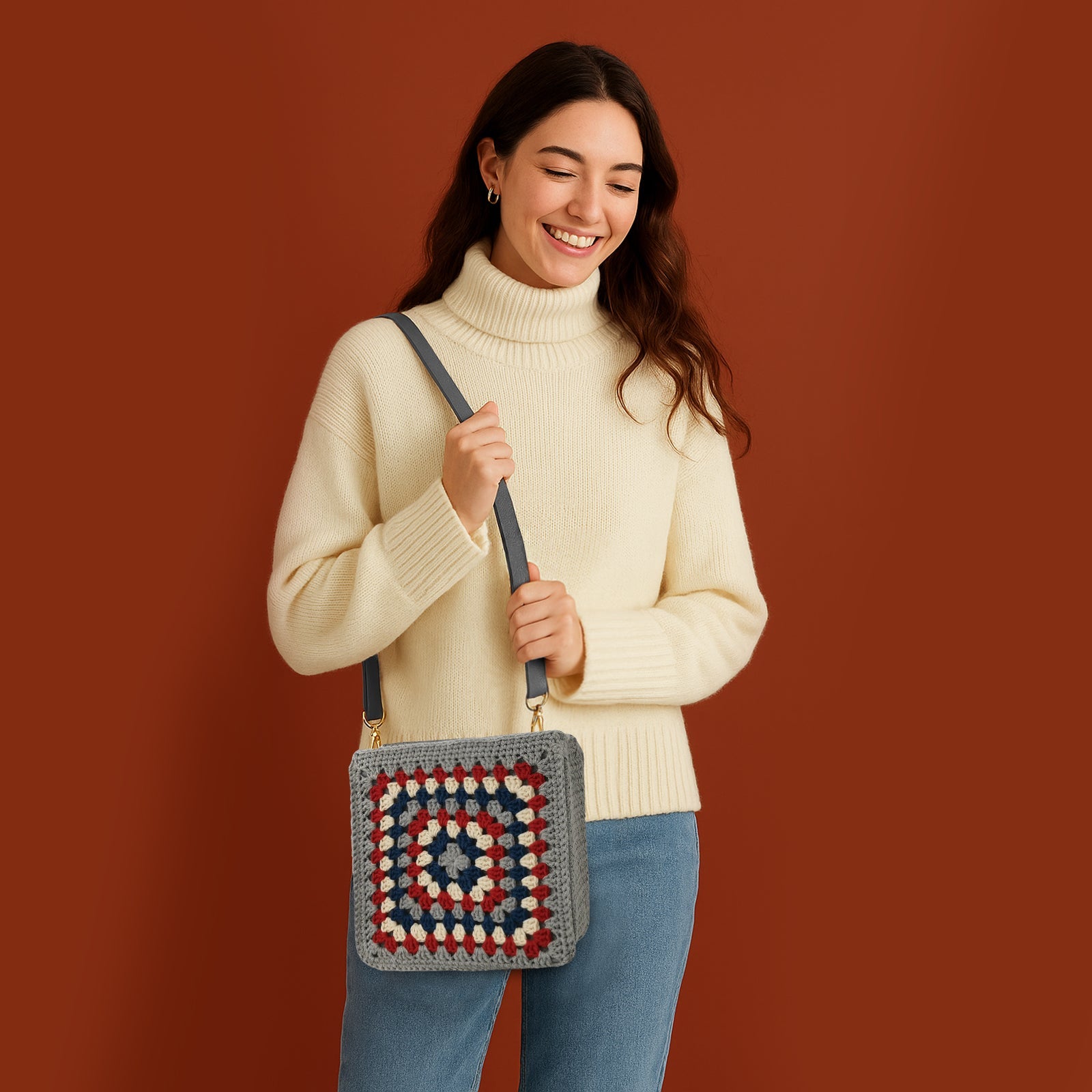 Granny square crochet kit product view 26 for Granny Square Felt Purse Crochet Kit, with Woolique craft details