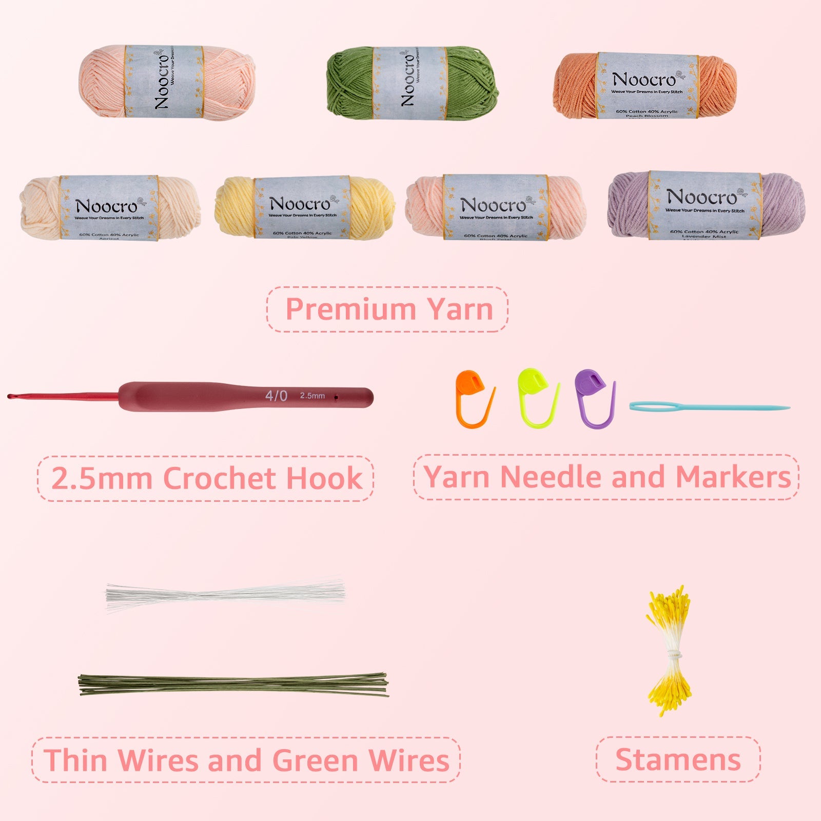 Flower crochet kit product view 3 for Tulip Bouquet Crochet Kit, with Woolique craft details