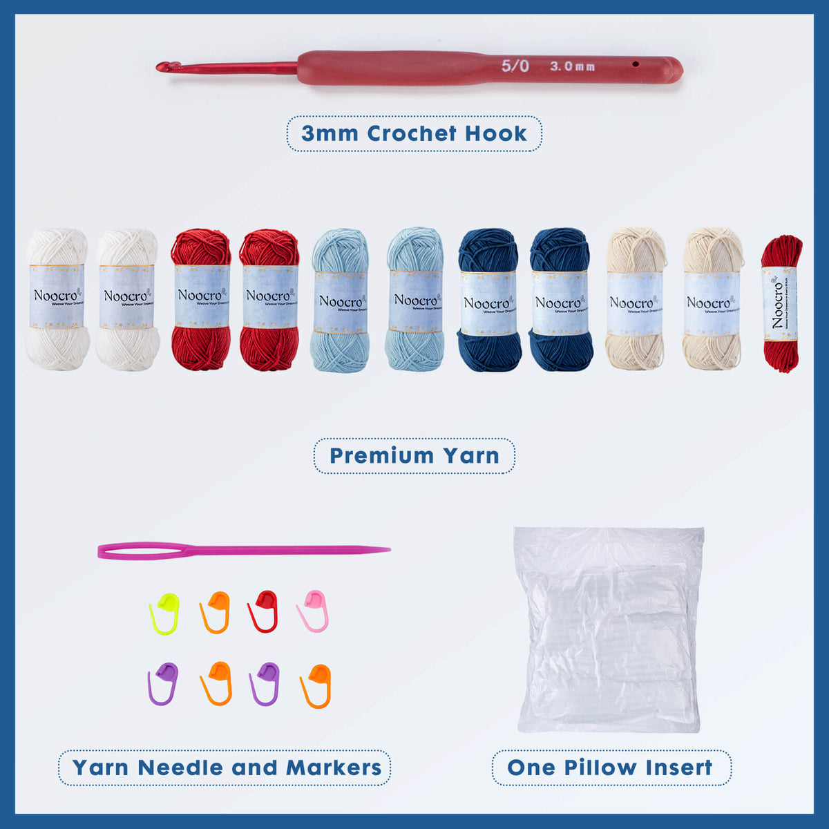 Granny square crochet kit product view 3 for Granny Square Crochet Pillow Kit, with Woolique craft details