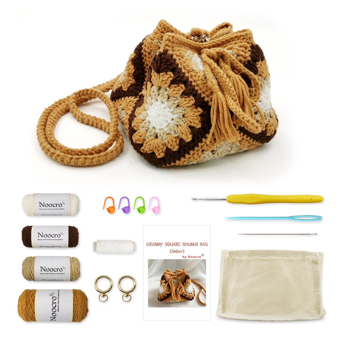 Sunflower Granny Square Crochet Bag Kit