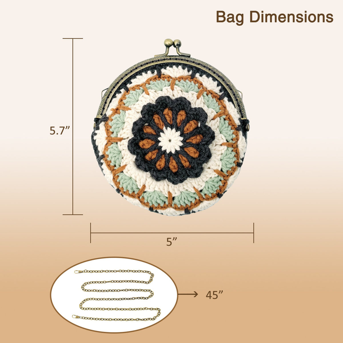 Vintage Mandala Crochet Purse Kit product view 3 with Woolique craft details for makers
