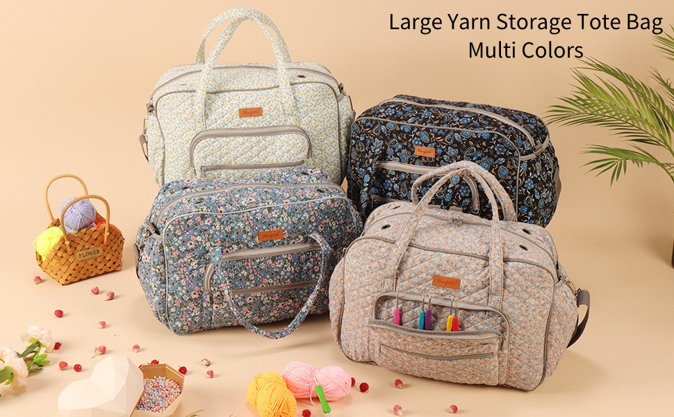 Yarn storage bag product view 5 for Large Yarn Storage Tote Bag, with Woolique craft details