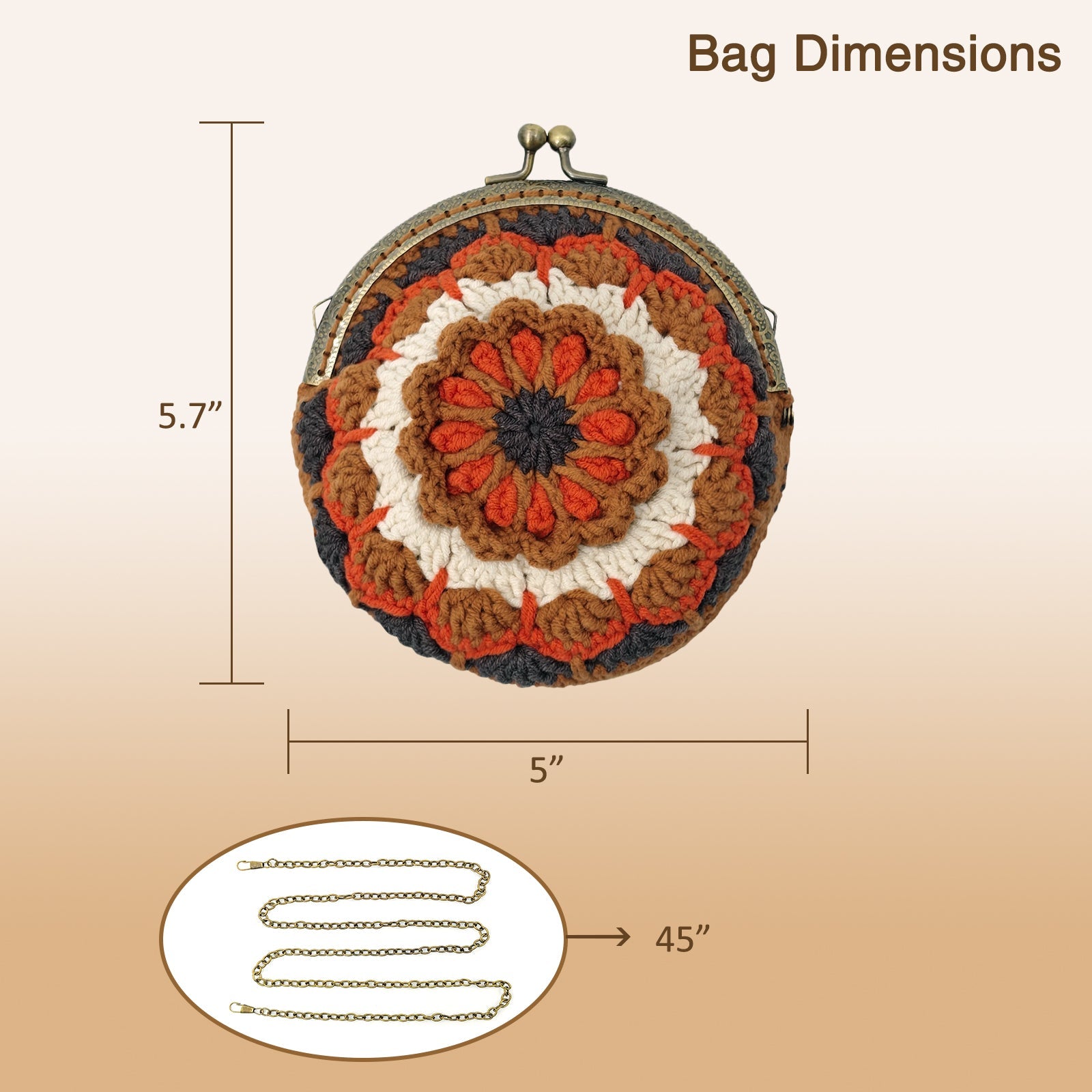 Vintage Mandala Crochet Purse Kit product view 9 with Woolique craft details for makers