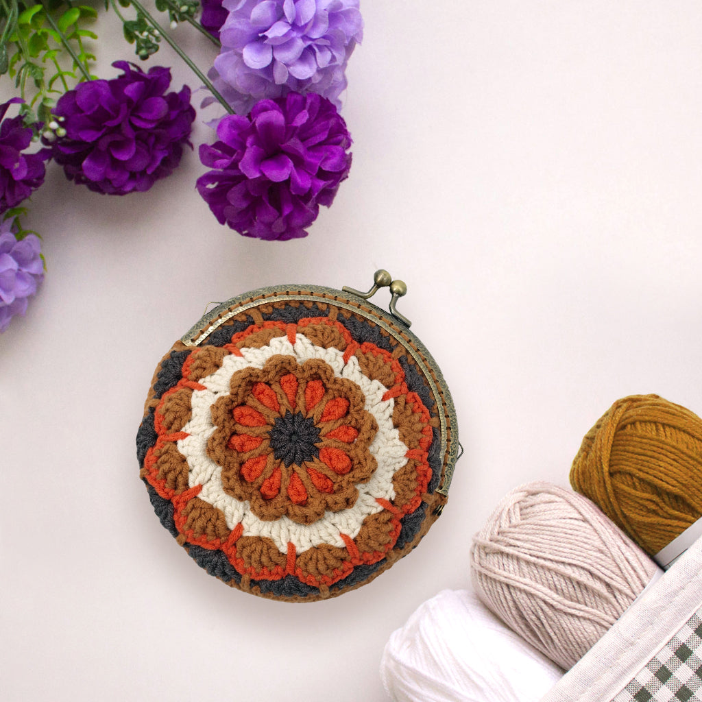 Vintage Mandala Crochet Purse Kit product view 14 with Woolique craft details for makers