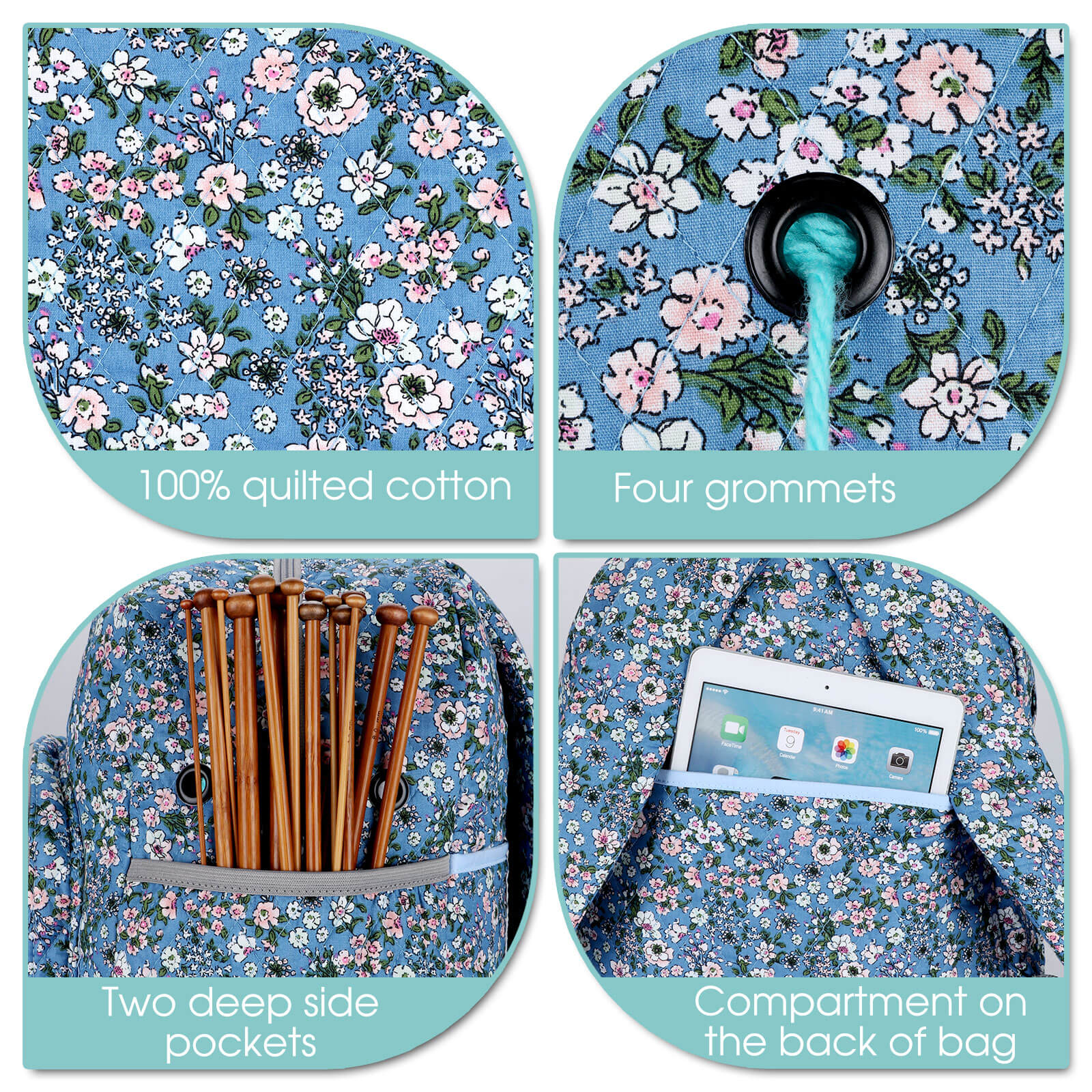 Yarn Storage Backpack product view 12 with Woolique craft details for makers and Australian handmade craft projects
