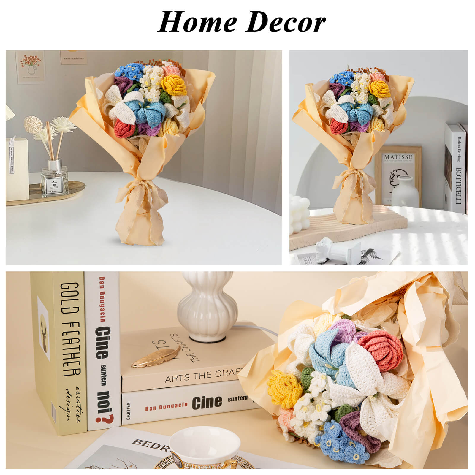 Flower crochet kit product view 6 for Flower Bouquet Crochet Kit, with Woolique craft details