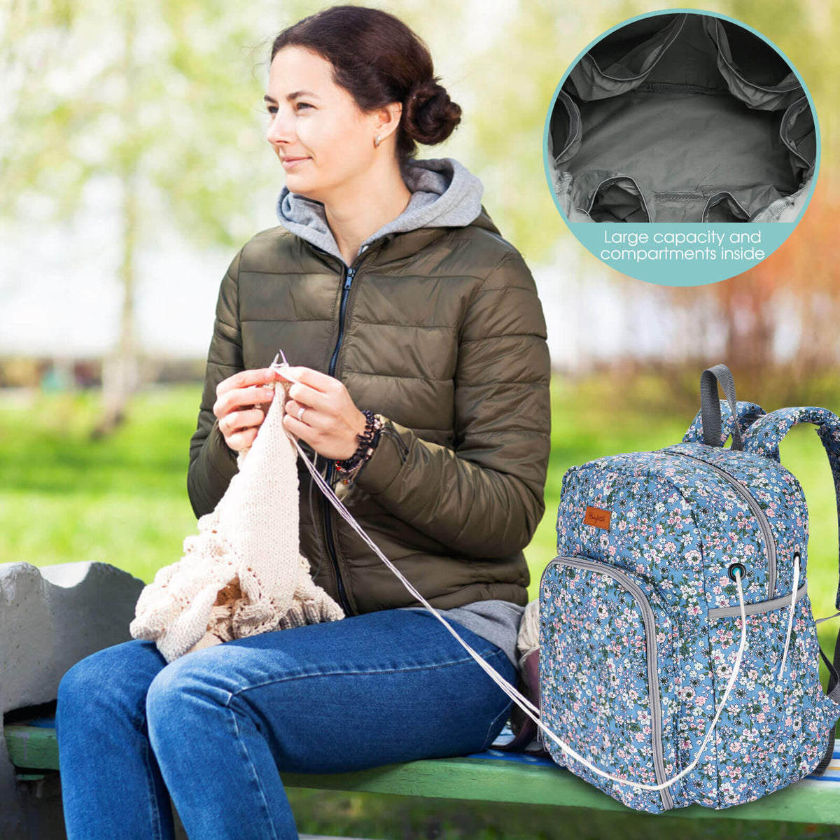 Yarn Storage Backpack product view 13 with Woolique craft details for makers and Australian handmade craft projects
