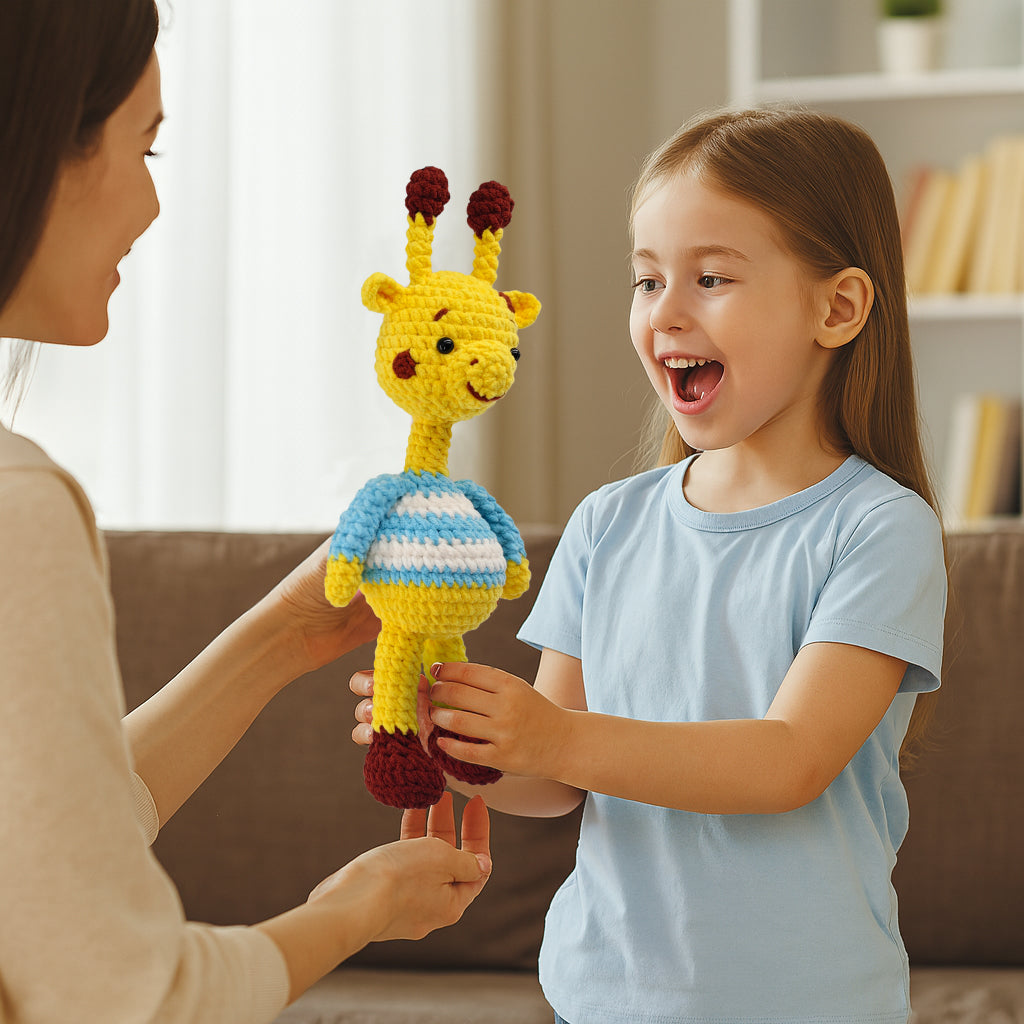 Beginner crochet kit product view 5 for Giraffe Amigurumi Crochet Kit, with Woolique craft details