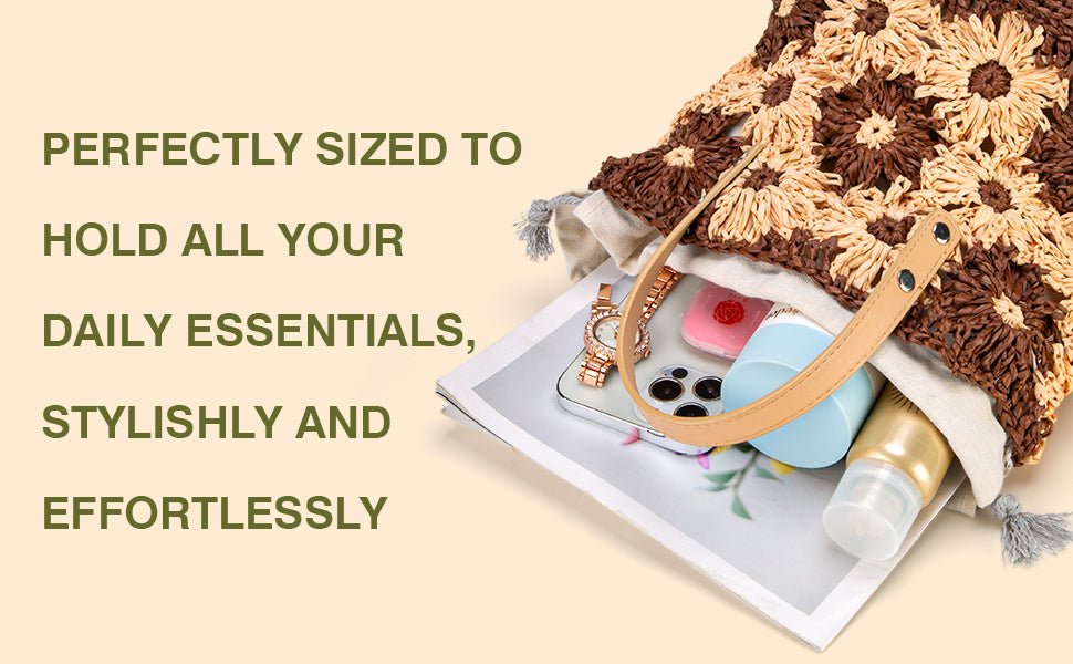 Crochet purse kit product view 12 for Floral Raffia Bucket Bag Crochet Kit, with Woolique craft details